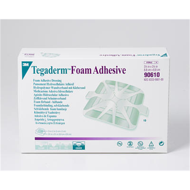 Tegaderm High Performance Foam Adhesive Dressing 8.8cm x 8.8cm. Pack of 10
