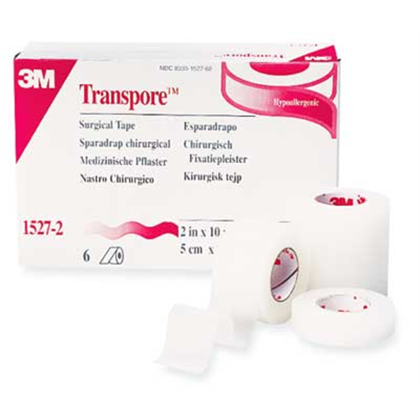Transpore Clear Porous Plastic Hypoallergenic Surgical Tape 50mm x 9.1m. Pack of 6
