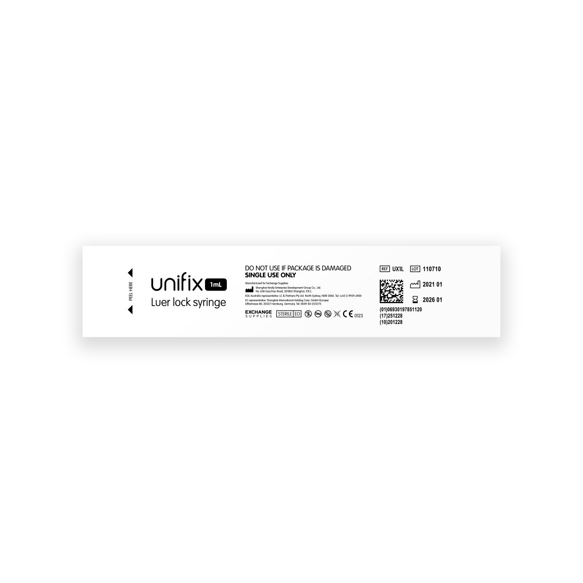 Unifix 1ml Luer Lock Syringe, Box of 100