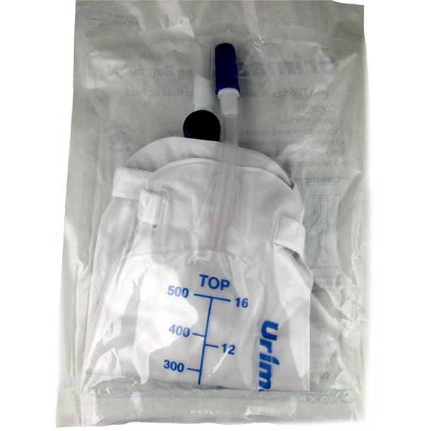 UrimaaX Urine Leg Bag 500ml with 10cm Inlet Tube