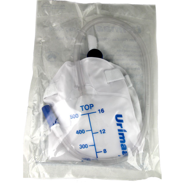 UrimaaX Urine Leg Bag 500ml with 50cm Inlet Tube