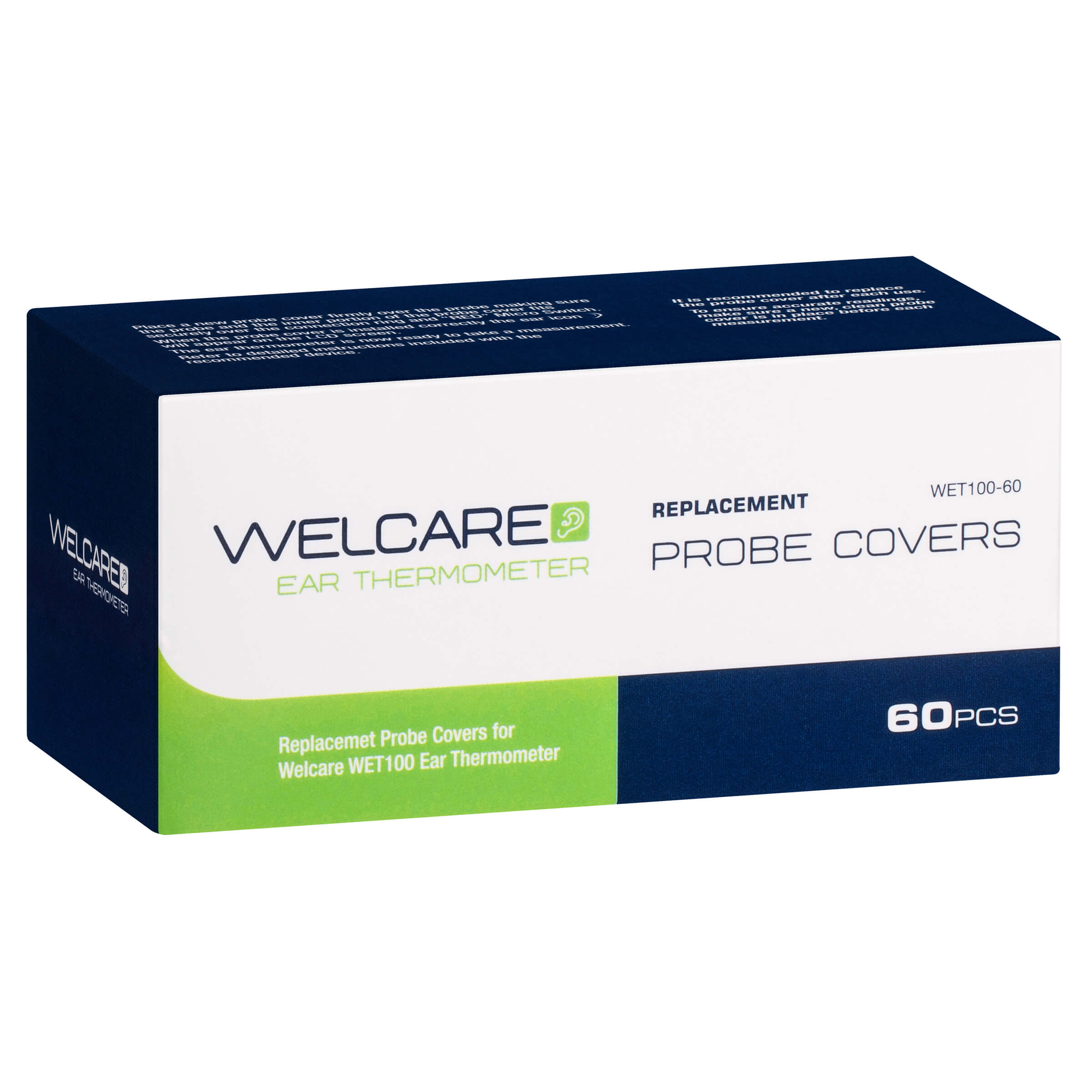 Welcare Ear Thermometer Disposable Probe Covers. Pack of 60