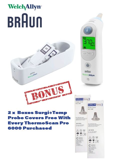 Welch Allyn Braun ThermoScan PRO 6000 Ear Thermometer Kit with Small Cradle