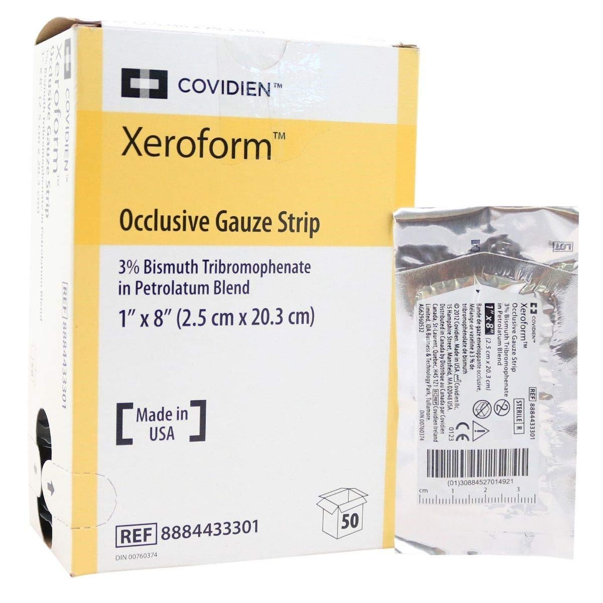 Xeroform Occulsive Petroleum Gauze Patch Dressing 2.5cm x 20.3cm. Box of 50