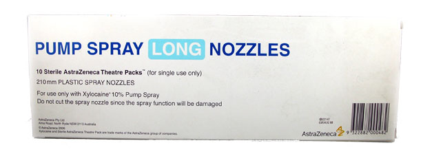 Xylocaine Pump Spray Nozzle Short 100mm Pack of 50.