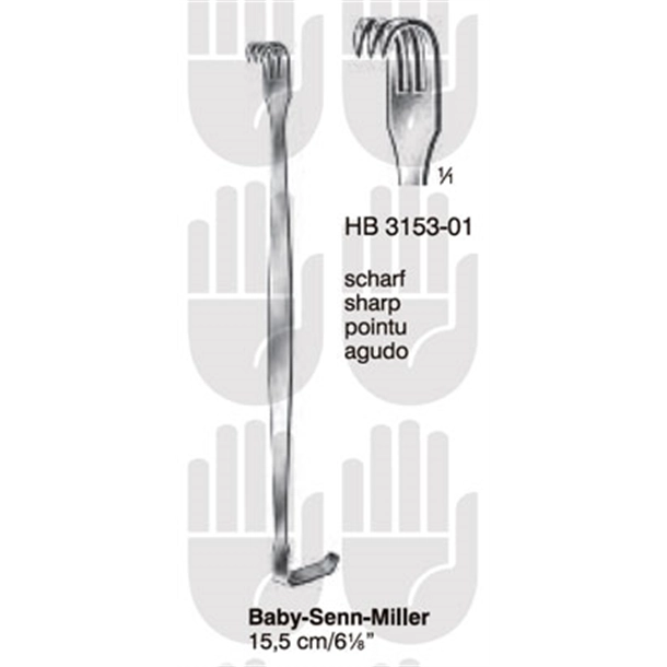 Hebu Baby SennMiller Retractor Sharp 15.5cm, Specialised Instruments